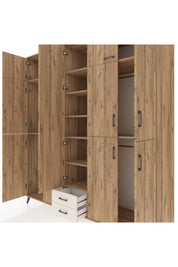 Kronos Dolap 10 Raflı 2 Çekmeceli 4 Askılı 220x59x243 Çam-Çam/Aytaşı