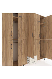 Kronos Dolap 10 Raflı 2 Çekmeceli 4 Askılı 220x59x243 Çam-Çam/Aytaşı