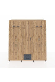 Kronos Dolap 10 Raflı 2 Çekmeceli 4 Askılı 220x59x243 Çam-Çam/Antrasit