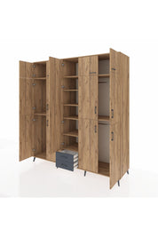 Kronos Dolap 10 Raflı 2 Çekmeceli 4 Askılı 220x59x243 Çam-Çam/Antrasit