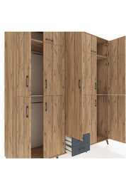 Kronos Dolap 10 Raflı 2 Çekmeceli 4 Askılı 220x59x243 Çam-Çam/Antrasit