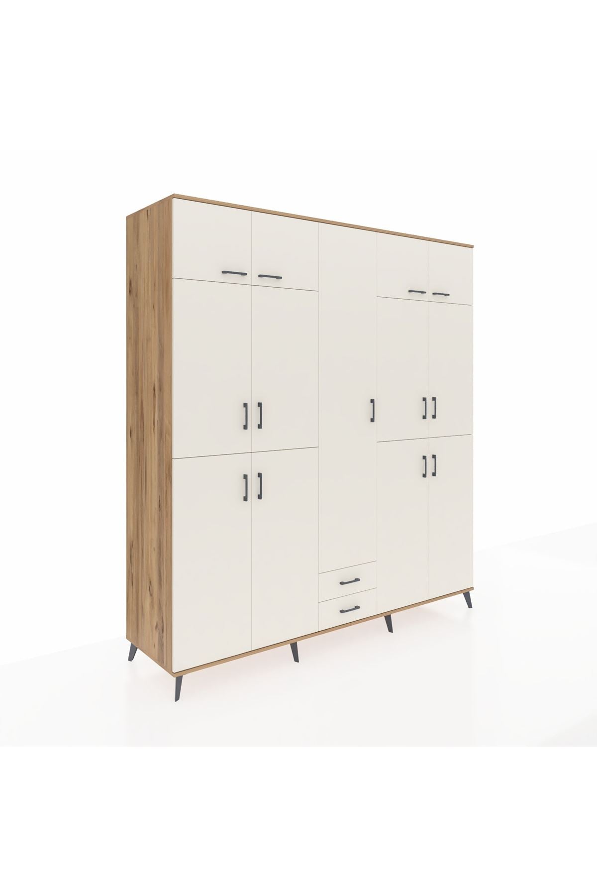 Kronos Dolap 10 Raflı 2 Çekmeceli 4 Askılı 220x59x243 Çam-Aytaşı/Aytaşı