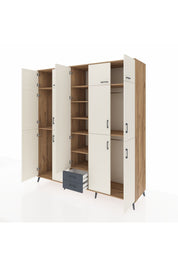 Kronos Dolap 10 Raflı 2 Çekmeceli 4 Askılı 220x59x243 Çam-Aytaşı/Antrasit