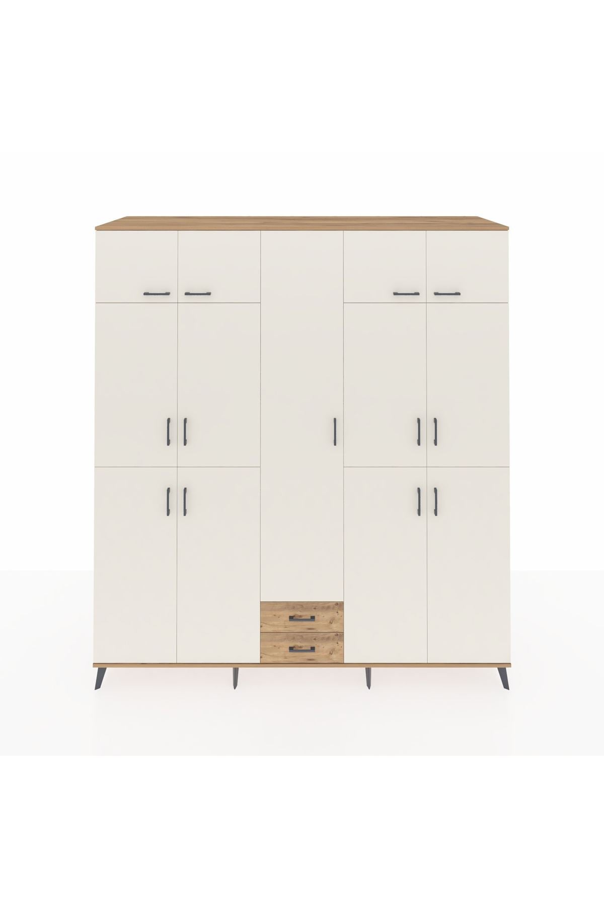 Kronos Dolap 10 Raflı 2 Çekmeceli 4 Askılı 220x59x243 Çam-Aytaşı/Çam