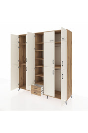 Kronos Dolap 10 Raflı 2 Çekmeceli 4 Askılı 220x59x243 Çam-Aytaşı/Çam