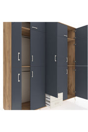 Kronos Dolap 10 Raflı 2 Çekmeceli 4 Askılı 220x59x243 Çam-Antrasit/Aytaşı