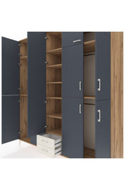 Kronos Dolap 10 Raflı 2 Çekmeceli 4 Askılı 220x59x243 Çam-Antrasit/Aytaşı