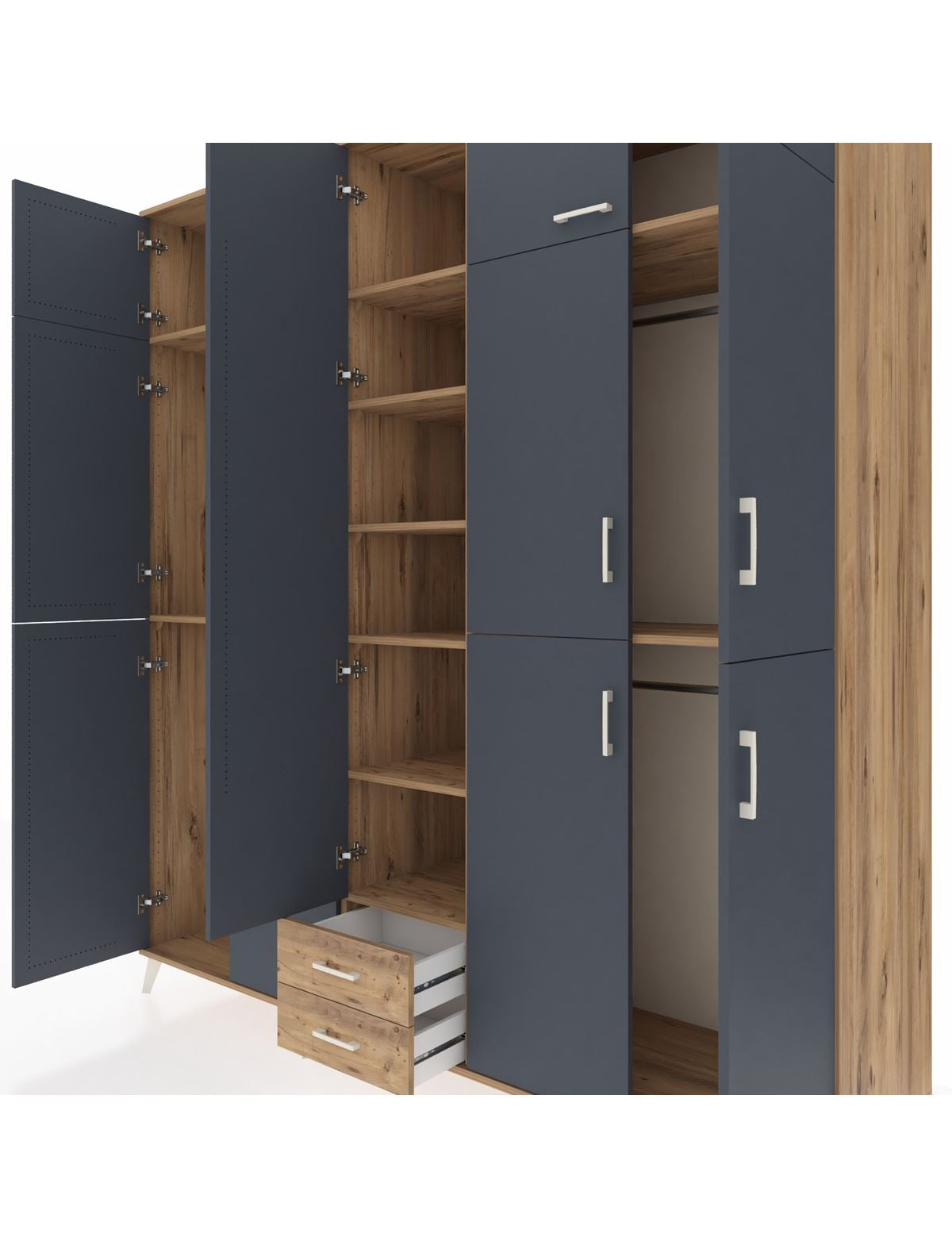Kronos Dolap 10 Raflı 2 Çekmeceli 4 Askılı 220x59x243 - S784M012V27C