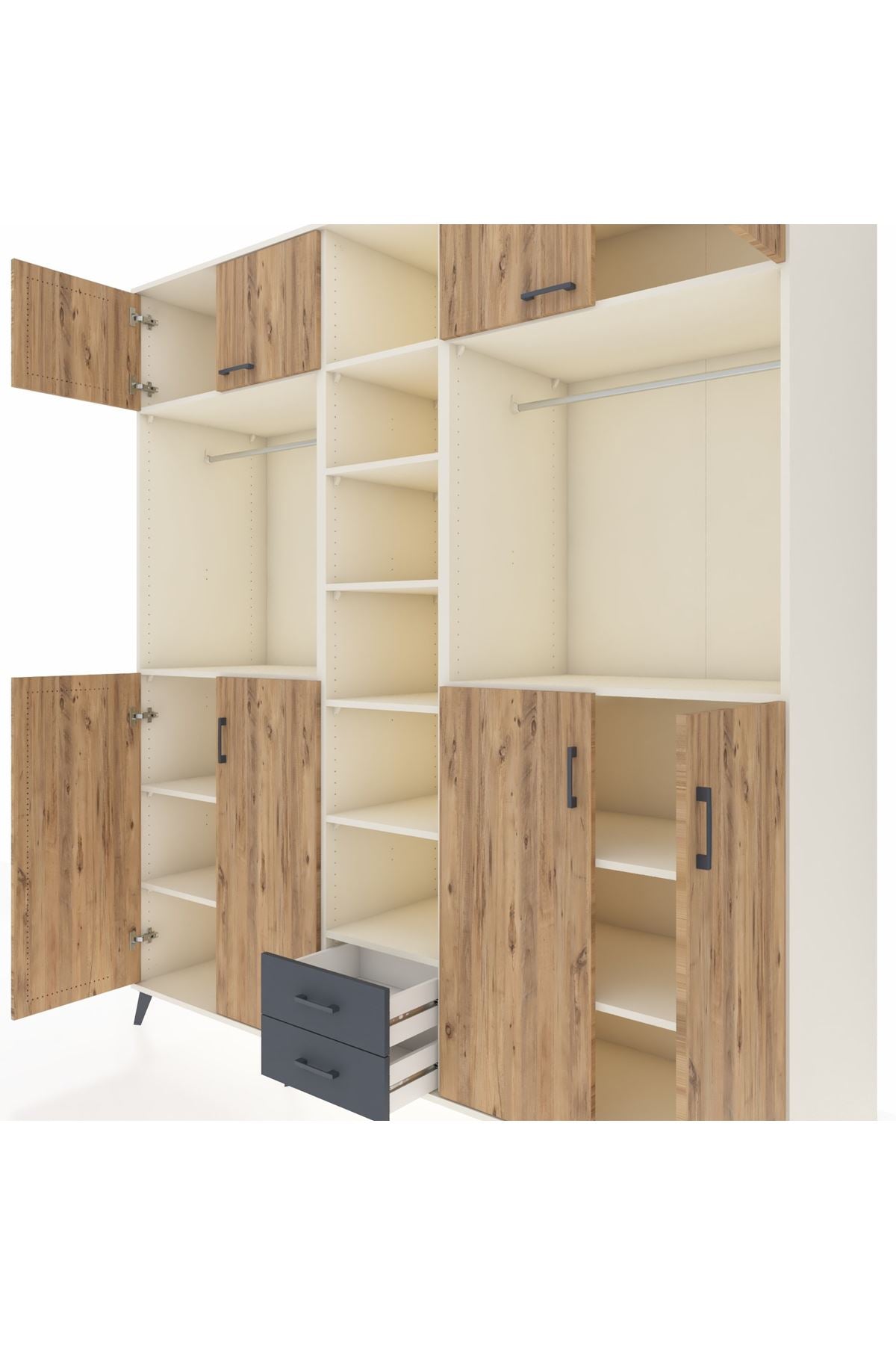 Kronos Dolap 14 Raflı 2 Çekmeceli 2 Askılı 220x59x243 - S784M013V02C