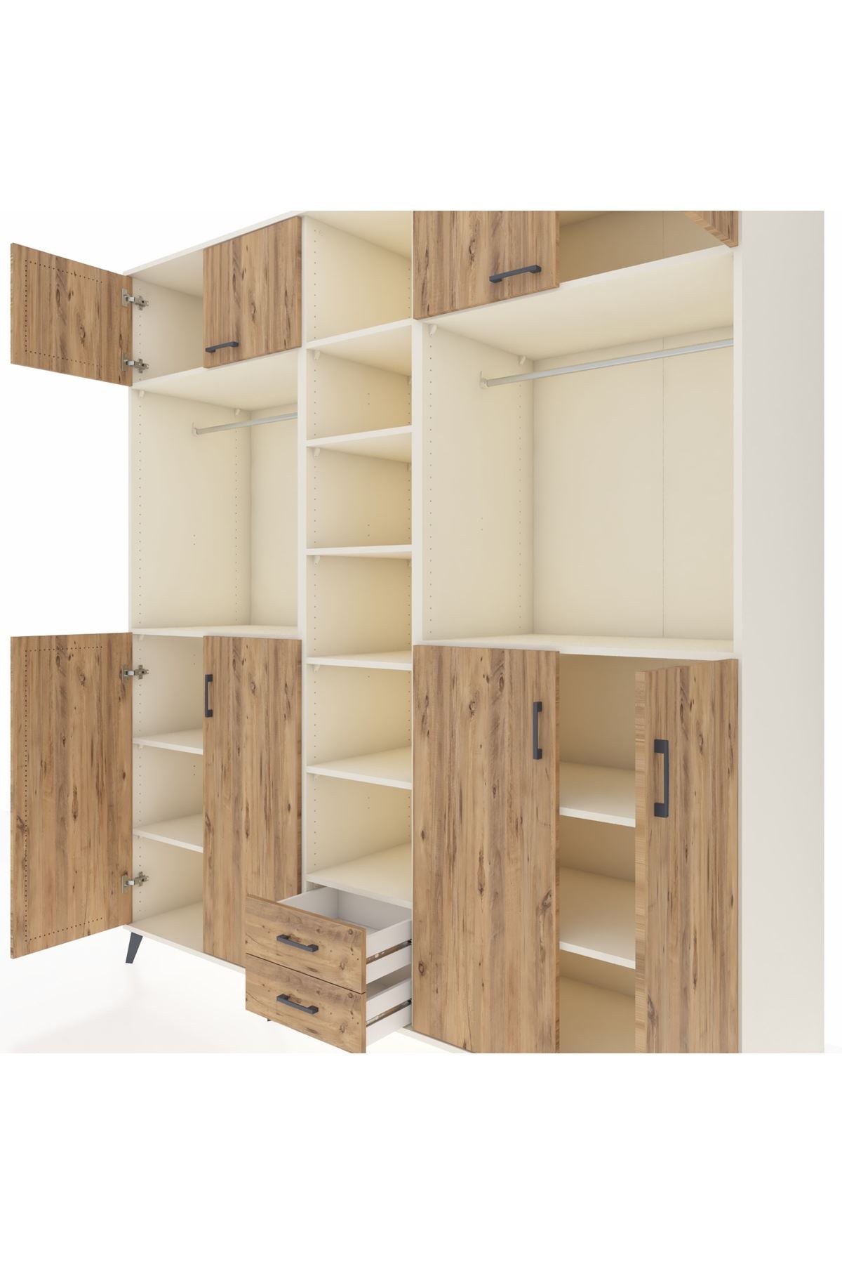 Kronos Dolap 14 Raflı 2 Çekmeceli 2 Askılı 220x59x243 - S784M013V03C