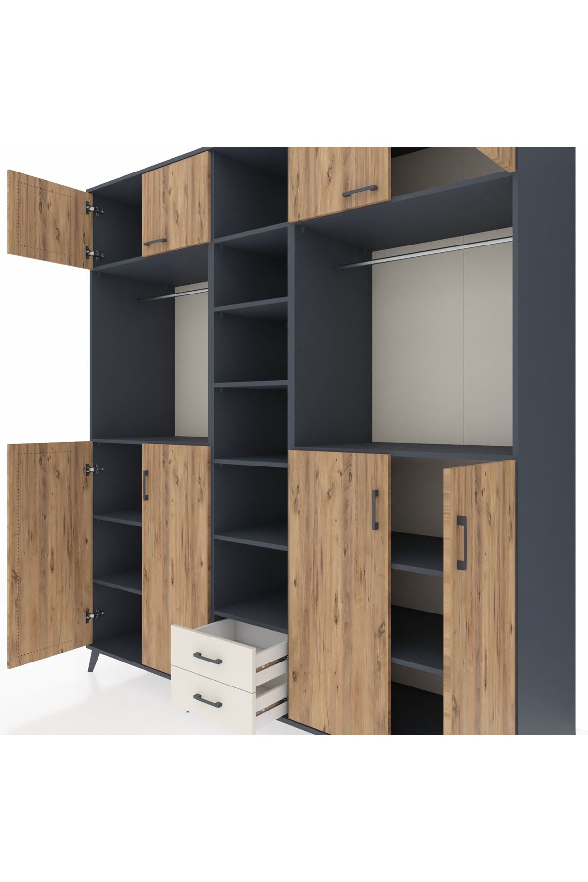 Kronos Dolap 14 Raflı 2 Çekmeceli 2 Askılı 220x59x243 - S784M013V10C