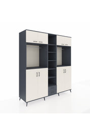 Kronos Dolap 14 Raflı 2 Çekmeceli 2 Askılı 220x59x243 Antrasit-Aytaşı/Antrasit