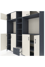 Kronos Dolap 14 Raflı 2 Çekmeceli 2 Askılı 220x59x243 Antrasit-Aytaşı/Antrasit