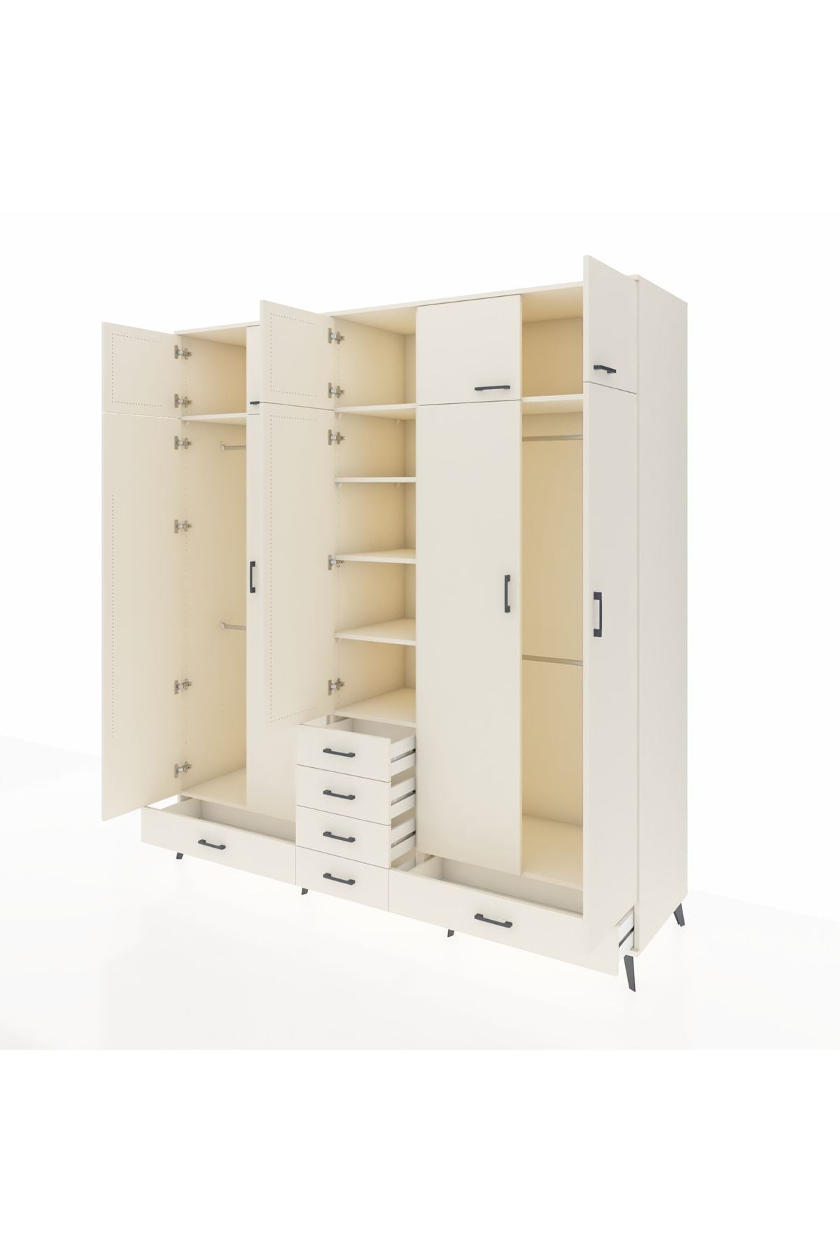 Kronos Dolap 6 Raflı 6 Çekmeceli 4 Askılı 220x59x243 - S784M014V04C