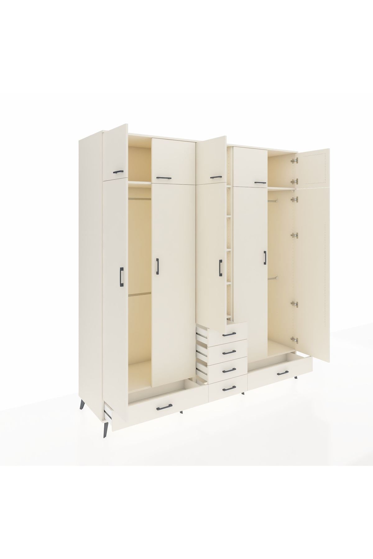 Kronos Dolap 6 Raflı 6 Çekmeceli 4 Askılı 220x59x243 - S784M014V04C