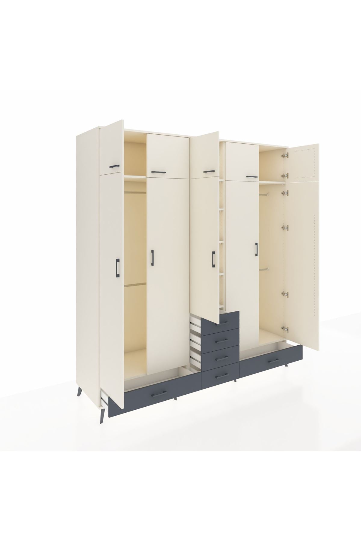 Kronos Dolap 6 Raflı 6 Çekmeceli 4 Askılı 220x59x243 - S784M014V05C