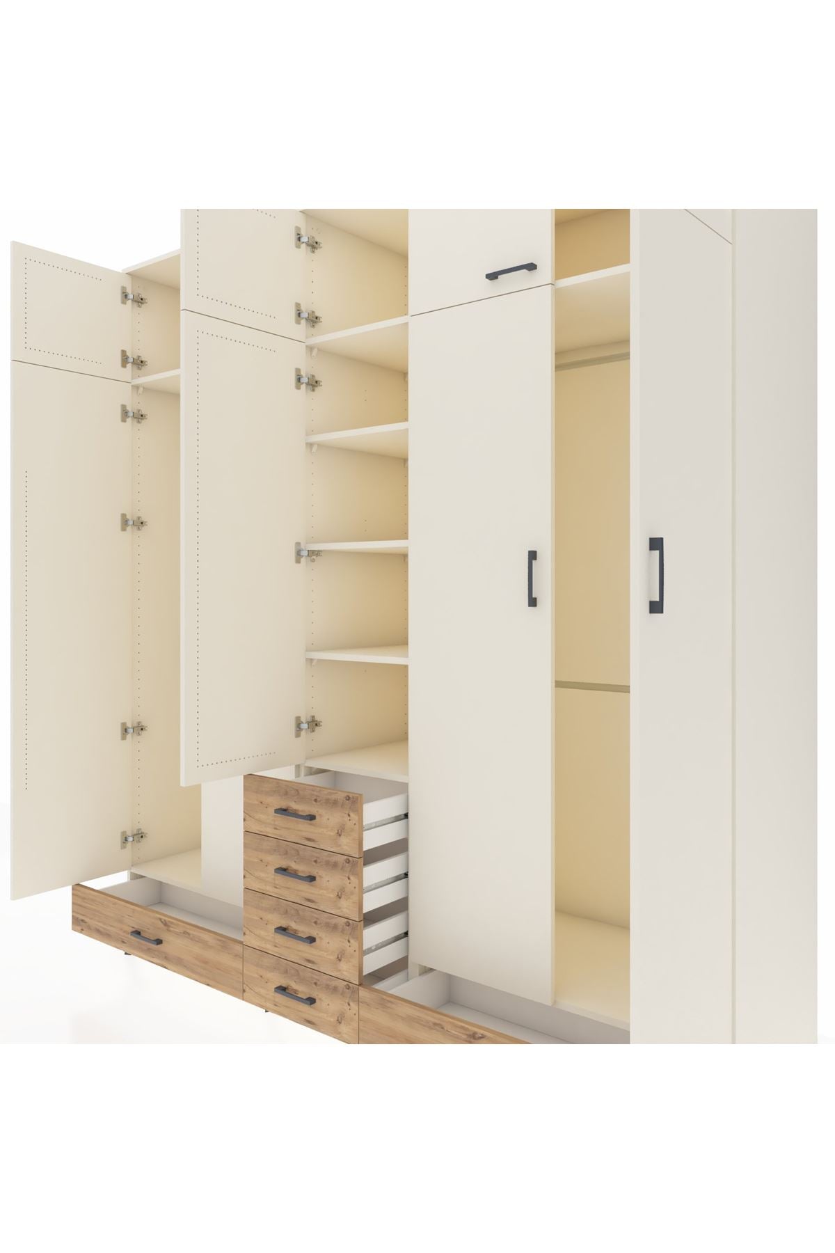 Kronos Dolap 6 Raflı 6 Çekmeceli 4 Askılı 220x59x243 - S784M014V06C
