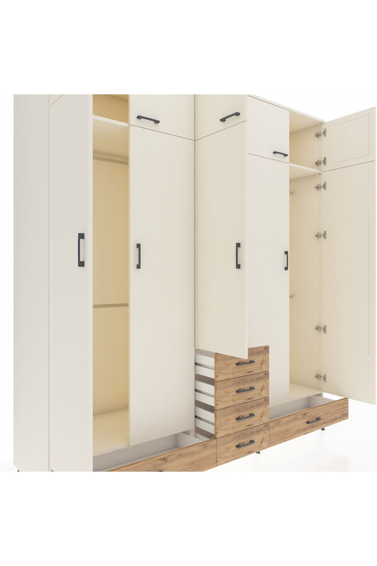 Kronos Dolap 6 Raflı 6 Çekmeceli 4 Askılı 220x59x243 - S784M014V06C