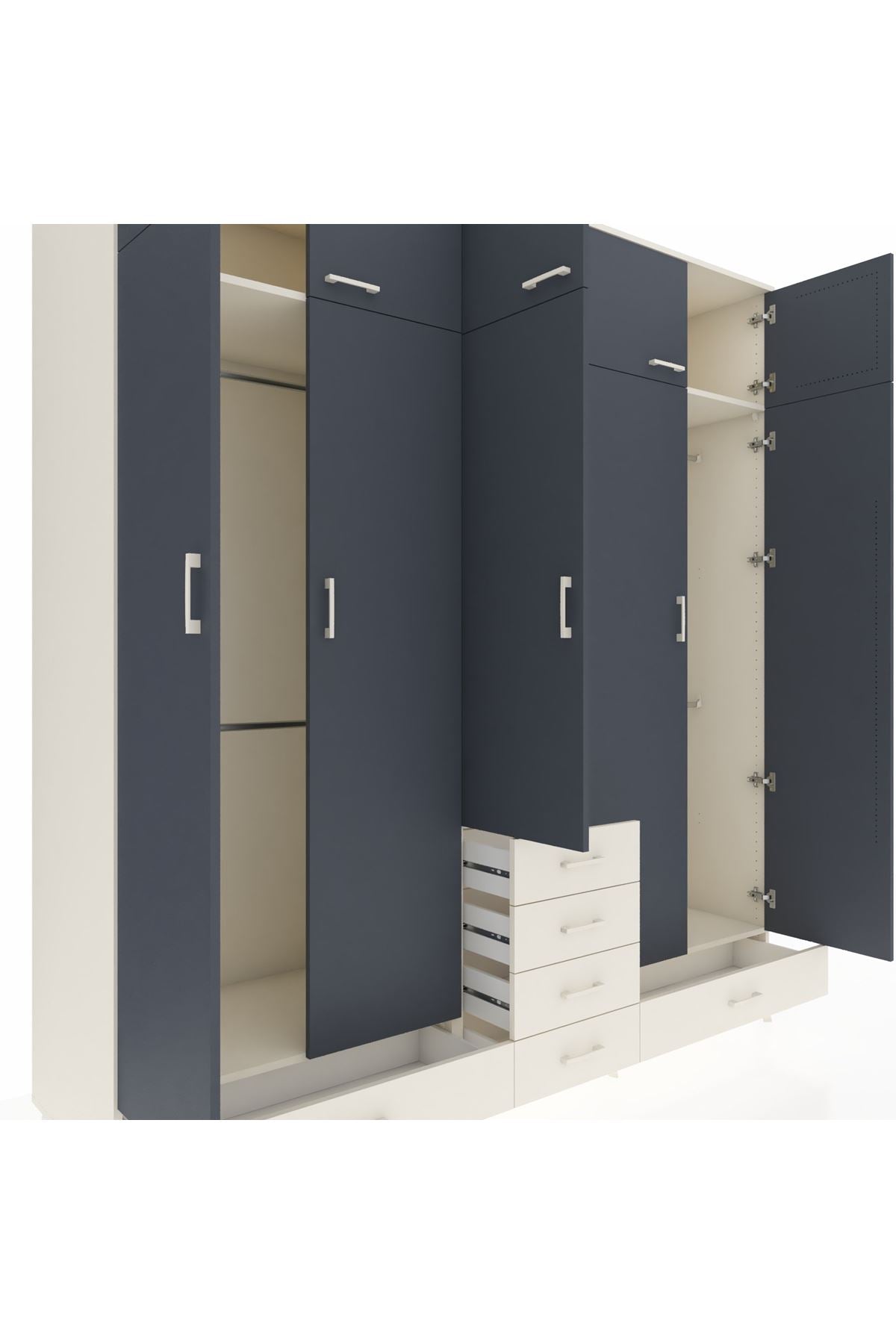 Kronos Dolap 6 Raflı 6 Çekmeceli 4 Askılı 220x59x243 - S784M014V07C