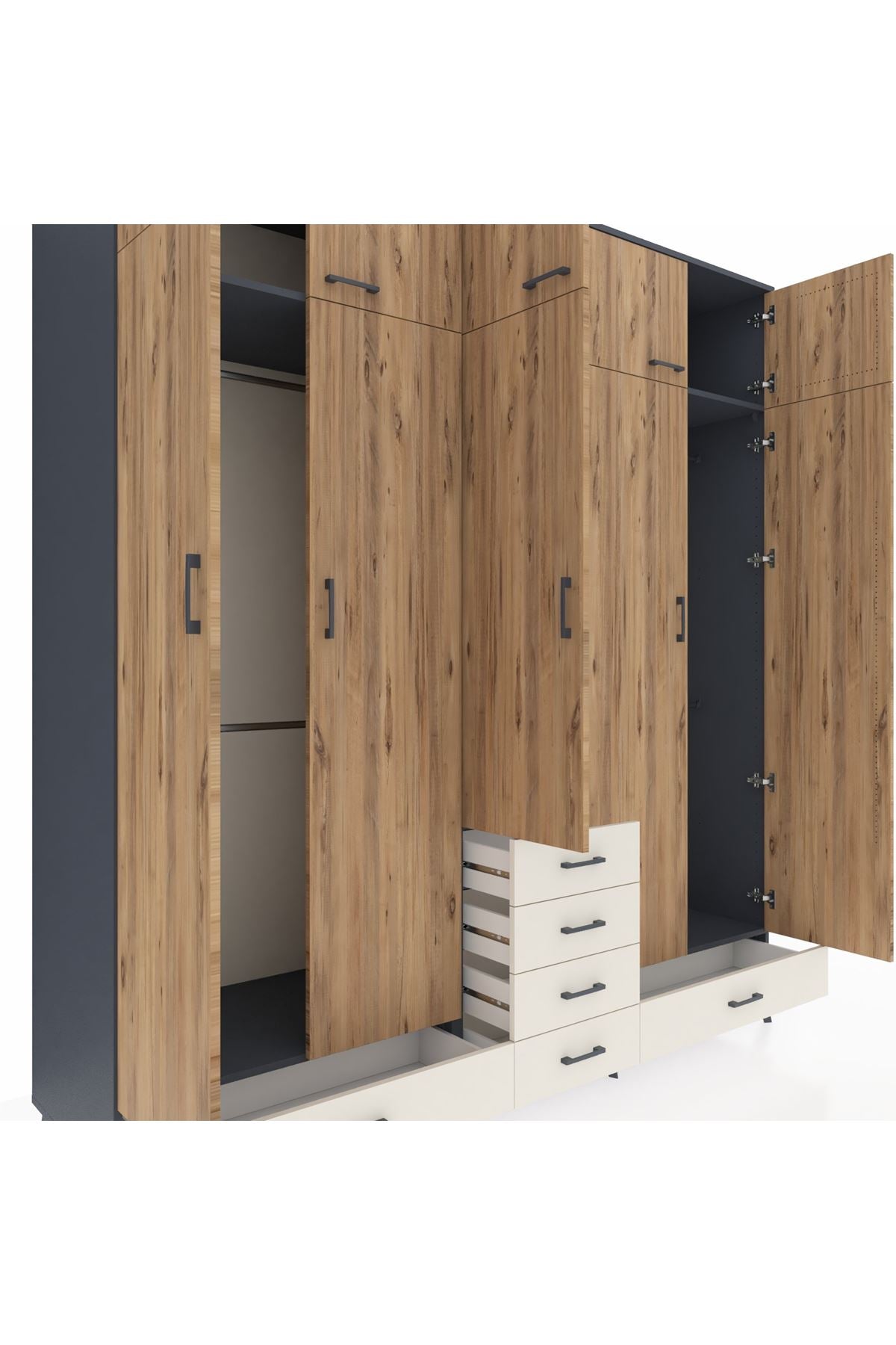 Kronos Dolap 6 Raflı 6 Çekmeceli 4 Askılı 220x59x243 - S784M014V10C