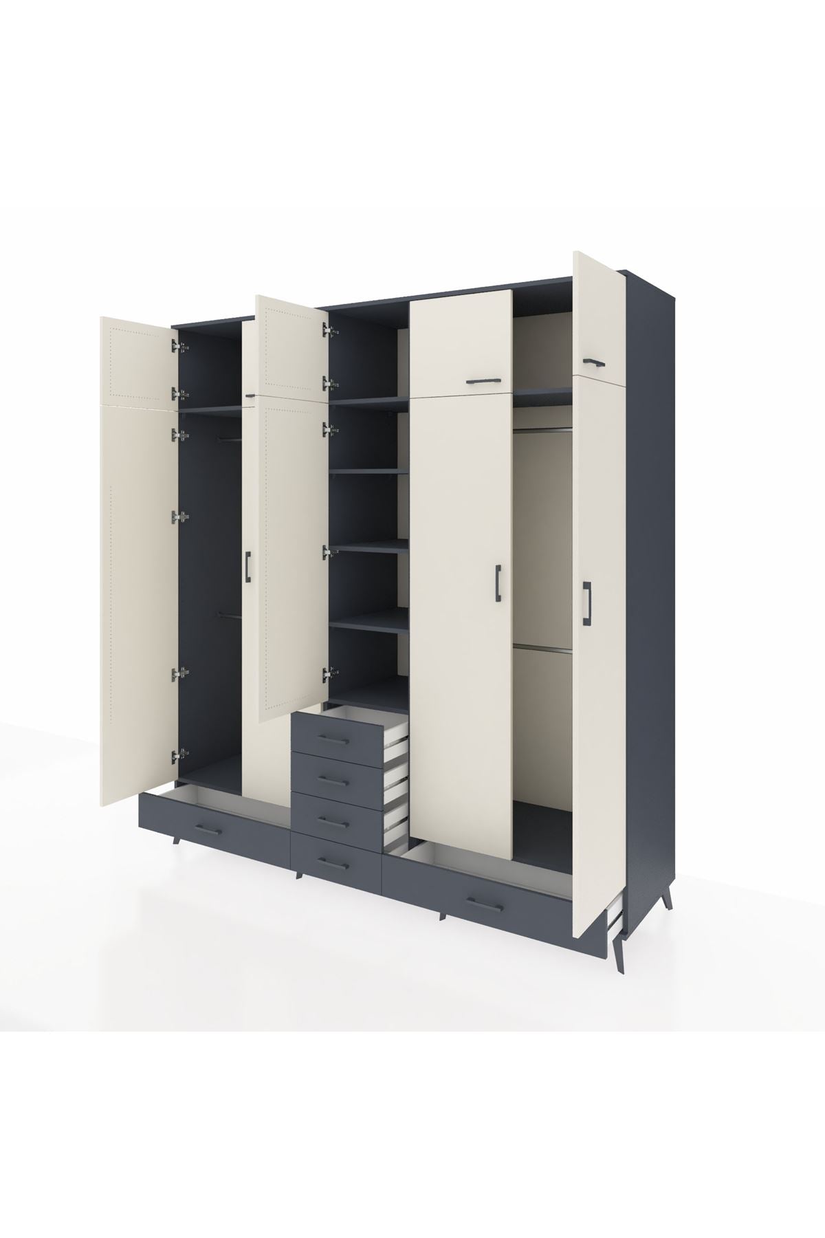 Kronos Dolap 6 Raflı 6 Çekmeceli 4 Askılı 220x59x243 - S784M014V14C