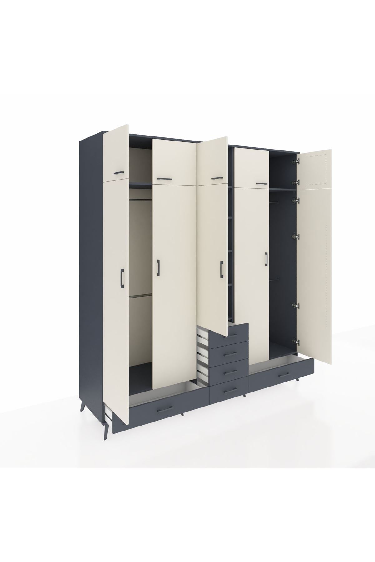 Kronos Dolap 6 Raflı 6 Çekmeceli 4 Askılı 220x59x243 - S784M014V14C