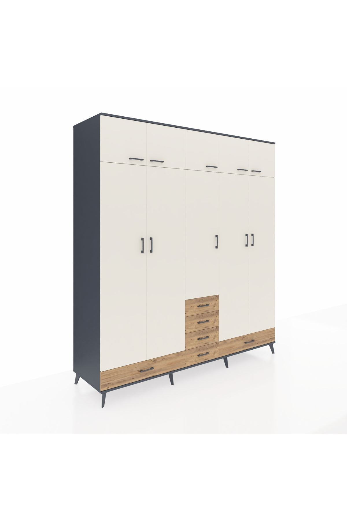 Kronos Dolap 6 Raflı 6 Çekmeceli 4 Askılı 220x59x243 - S784M014V15C