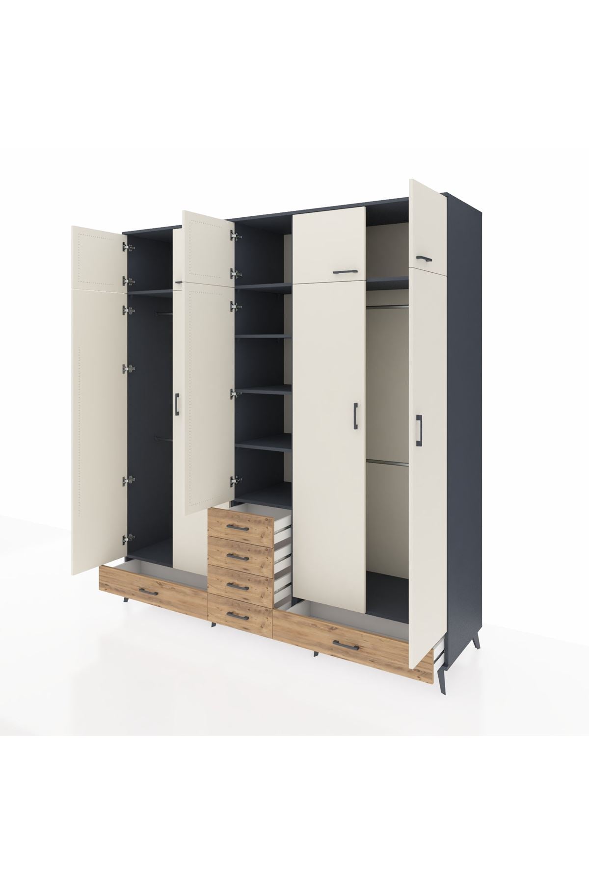 Kronos Dolap 6 Raflı 6 Çekmeceli 4 Askılı 220x59x243 - S784M014V15C