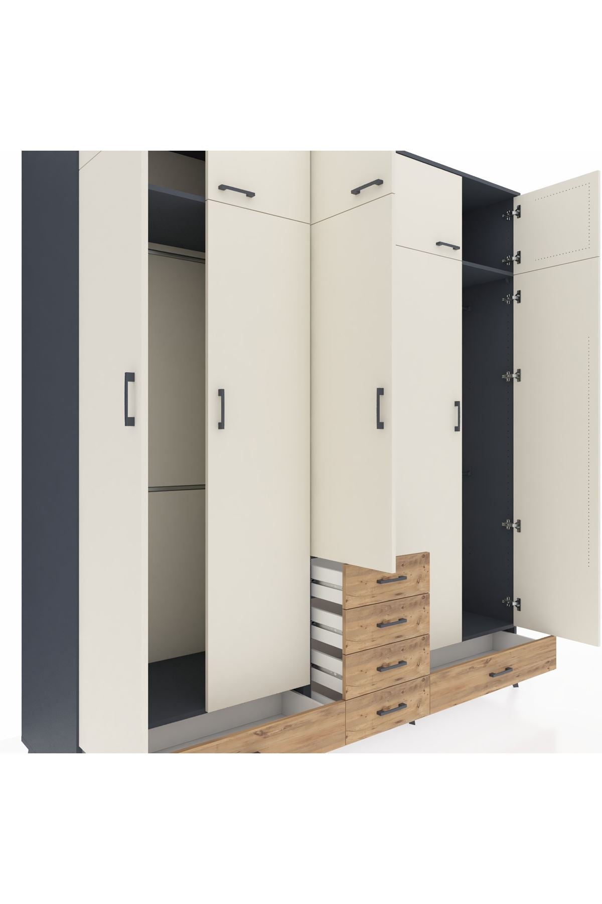 Kronos Dolap 6 Raflı 6 Çekmeceli 4 Askılı 220x59x243 - S784M014V15C