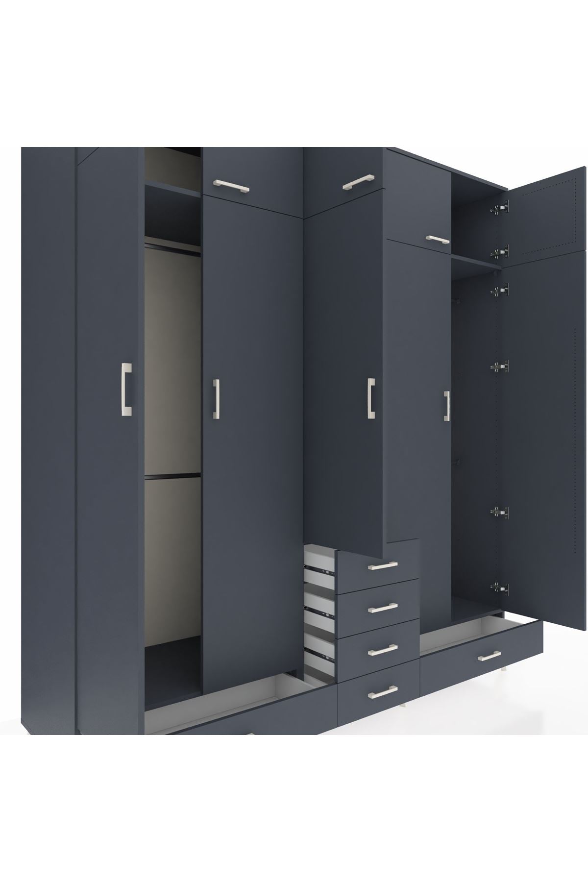 Kronos Dolap 6 Raflı 6 Çekmeceli 4 Askılı 220x59x243 - S784M014V17C
