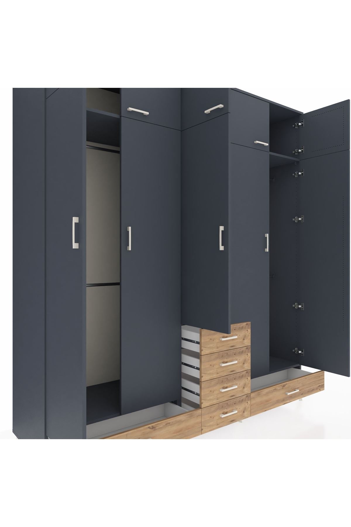 Kronos Dolap 6 Raflı 6 Çekmeceli 4 Askılı 220x59x243 - S784M014V18C