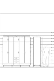 Kronos Dolap 6 Raflı 6 Çekmeceli 4 Askılı 220x59x243 - S784M014V24C