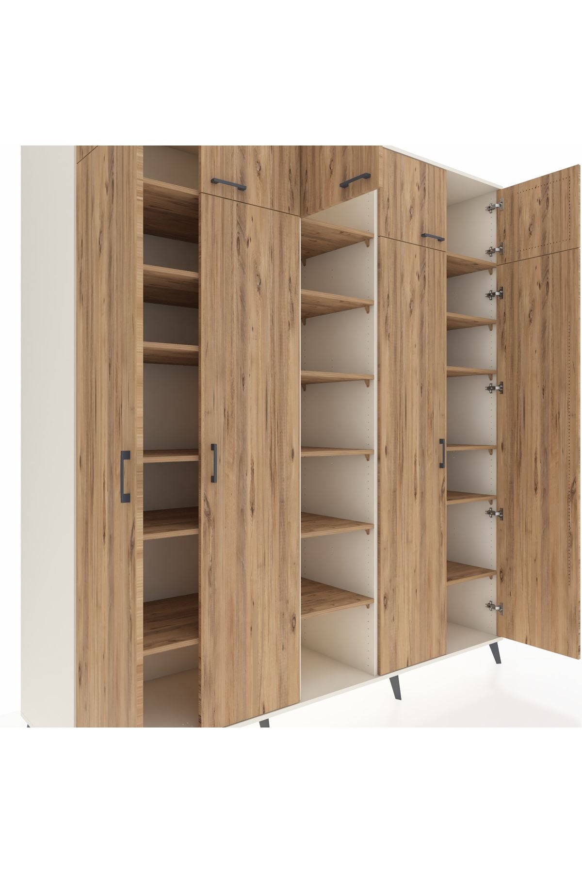 Kronos Dolap 18 Raflı 9 Kapaklı 220x59x243 Aytaşı-Çam/Çam