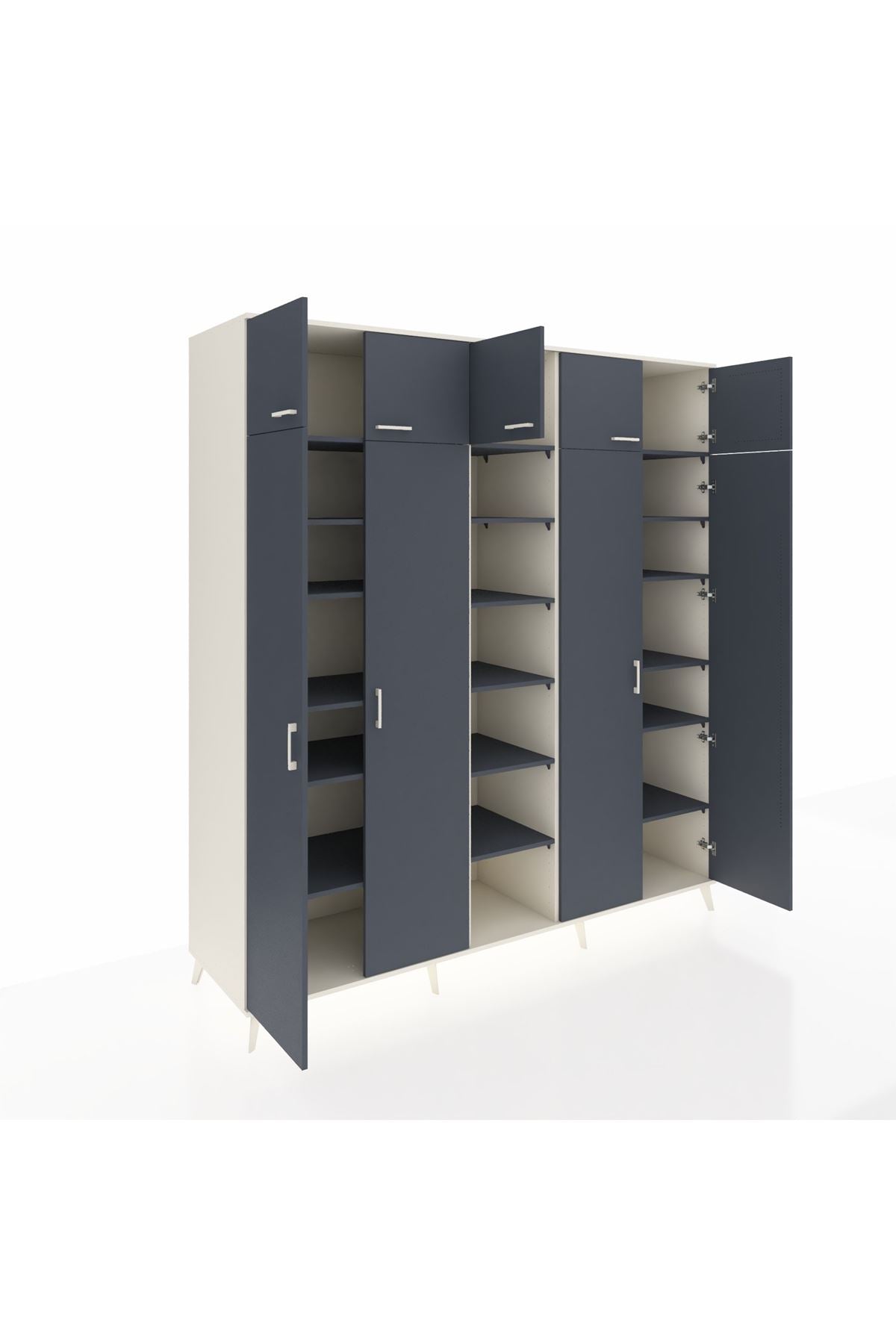 Kronos Dolap 18 Raflı 9 Kapaklı 220x59x243 Aytaşı-Antrasit/Antrasit