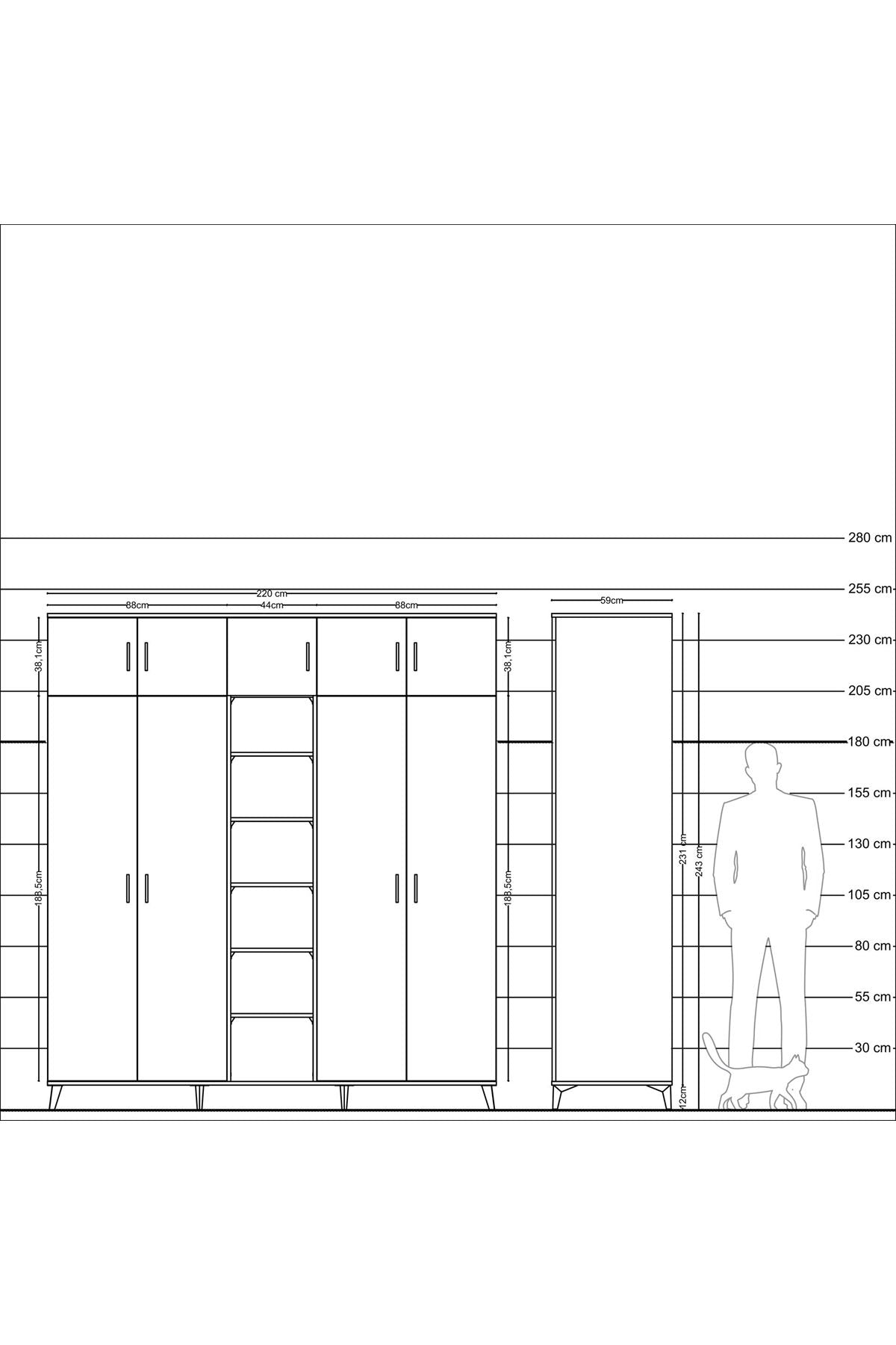 Kronos Dolap 18 Raflı 9 Kapaklı 220x59x243 - S784M015V08C