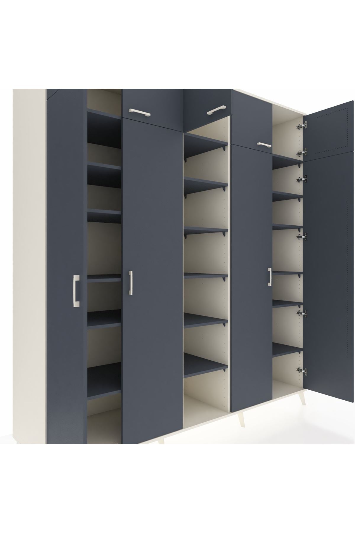 Kronos Dolap 18 Raflı 9 Kapaklı 220x59x243 Aytaşı-Antrasit/Antrasit