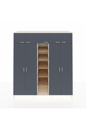 Kronos Dolap 18 Raflı 9 Kapaklı 220x59x243 Aytaşı-Antrasit/Çam