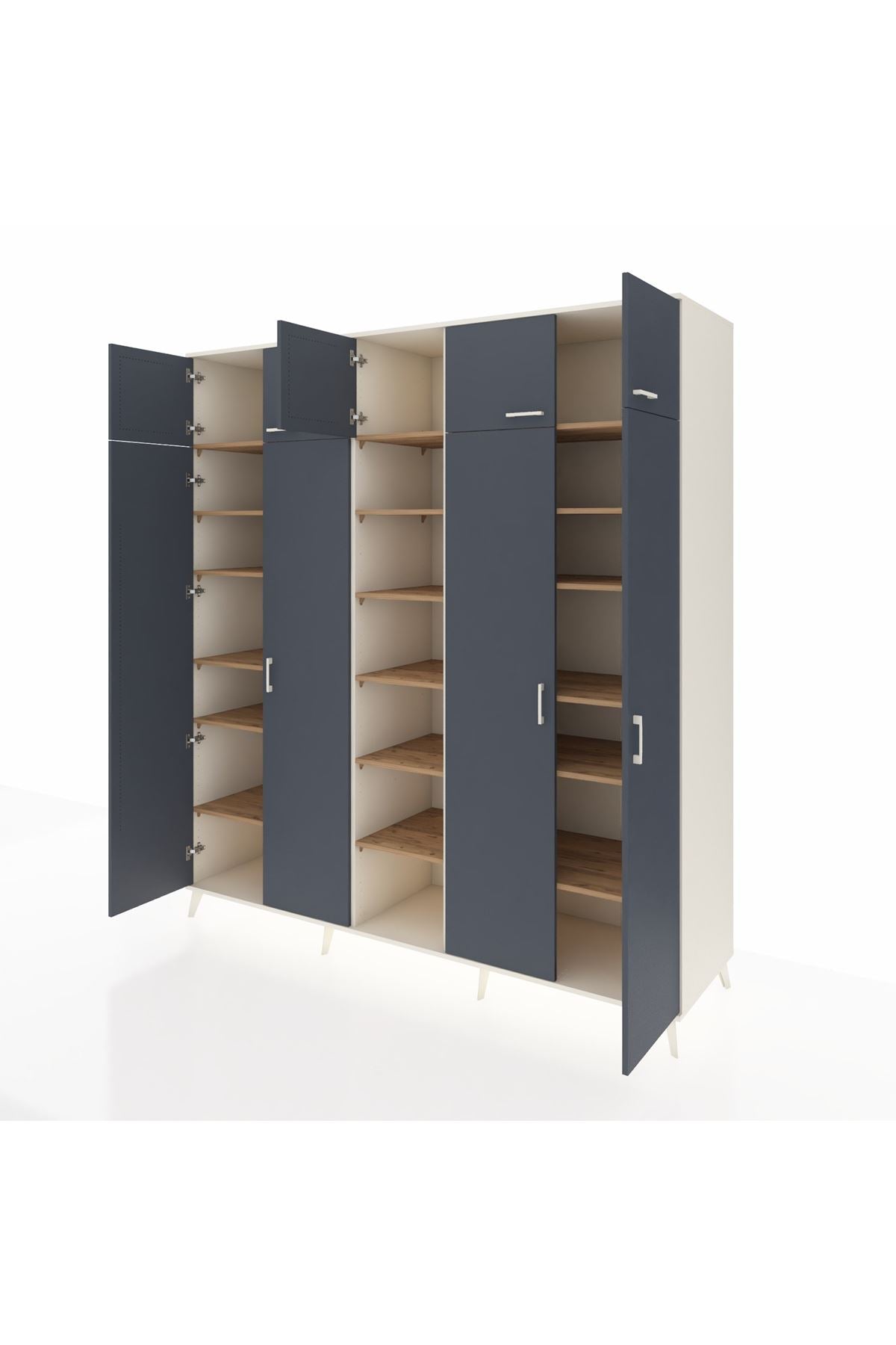 Kronos Dolap 18 Raflı 9 Kapaklı 220x59x243 Aytaşı-Antrasit/Çam