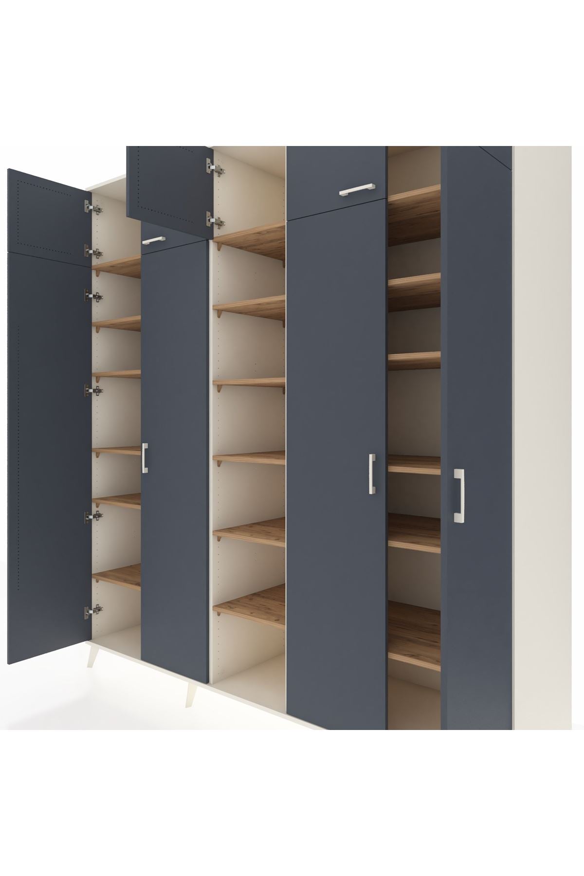 Kronos Dolap 18 Raflı 9 Kapaklı 220x59x243 Aytaşı-Antrasit/Çam