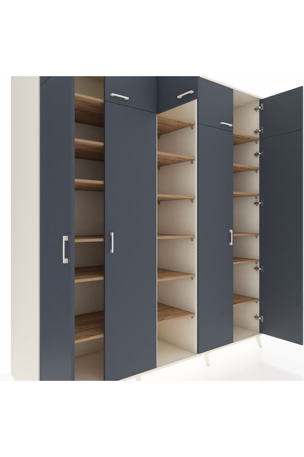 Kronos Dolap 18 Raflı 9 Kapaklı 220x59x243 Aytaşı-Antrasit/Çam