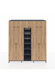 Kronos Dolap 18 Raflı 9 Kapaklı 220x59x243 Antrasit-Çam/Antrasit