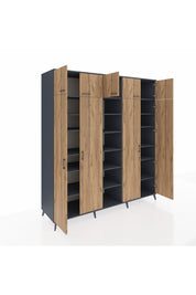 Kronos Dolap 18 Raflı 9 Kapaklı 220x59x243 Antrasit-Çam/Antrasit