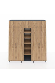 Kronos Dolap 18 Raflı 9 Kapaklı 220x59x243 Antrasit-Çam/Çam