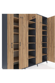 Kronos Dolap 18 Raflı 9 Kapaklı 220x59x243 Antrasit-Çam/Çam