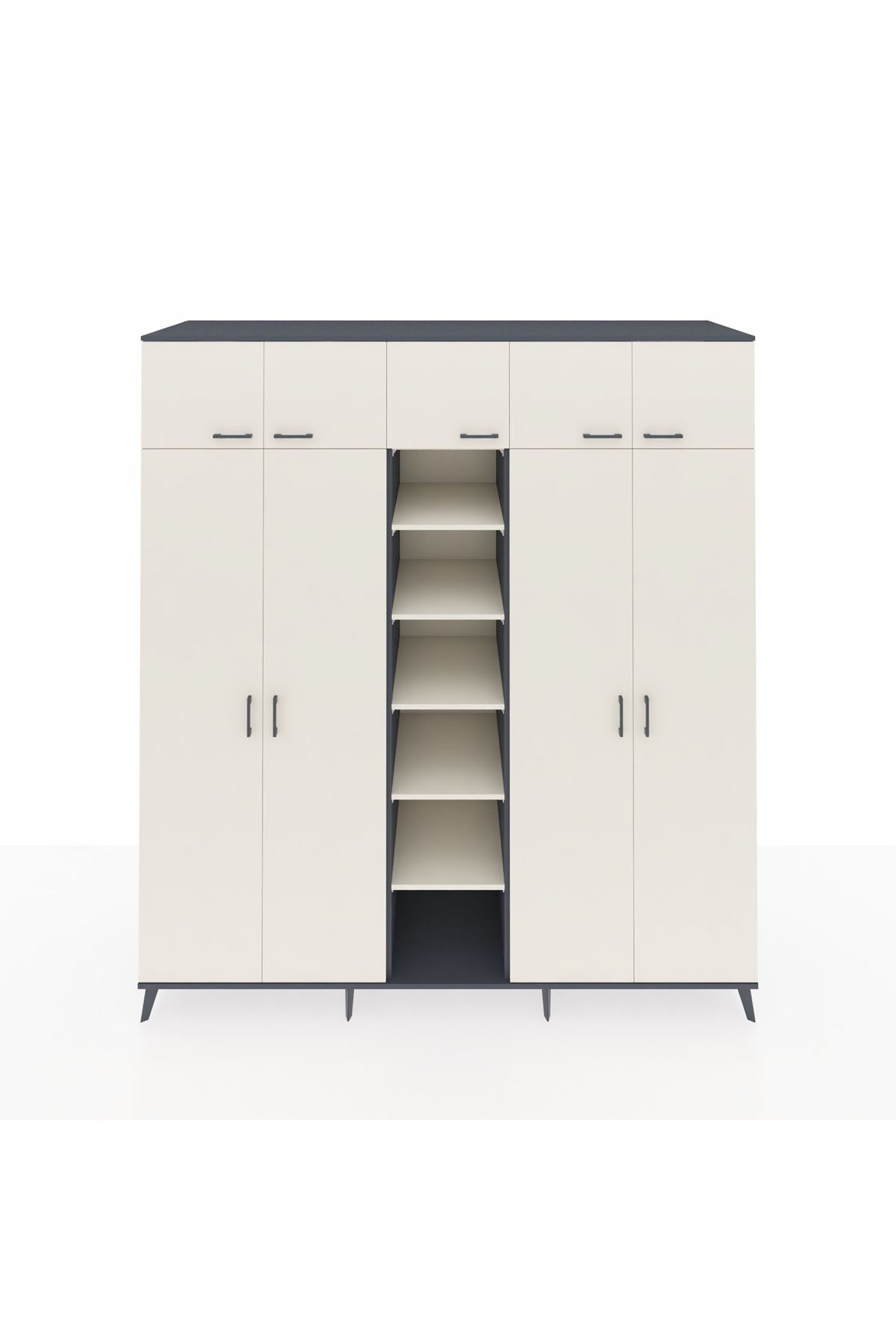 Kronos Dolap 18 Raflı 9 Kapaklı 220x59x243 Antrasit-Aytaşı/Aytaşı