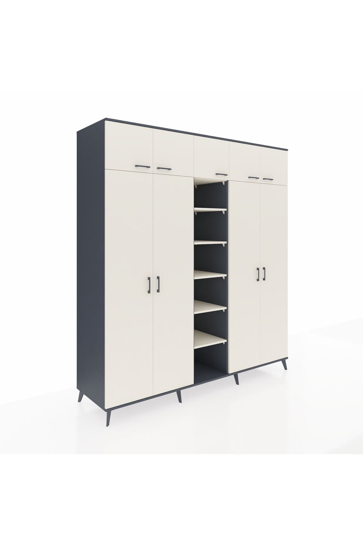 Kronos Dolap 18 Raflı 9 Kapaklı 220x59x243 Antrasit-Aytaşı/Aytaşı