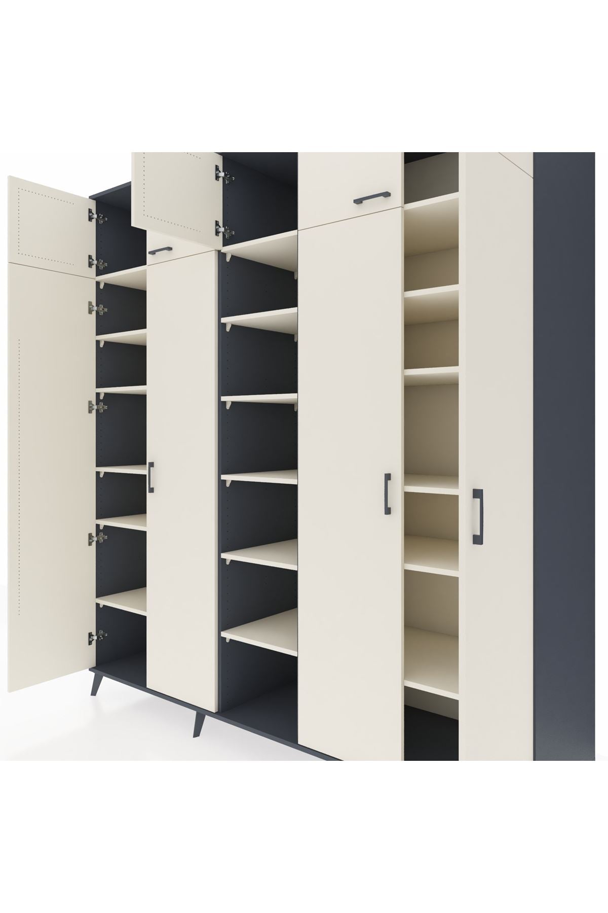 Kronos Dolap 18 Raflı 9 Kapaklı 220x59x243 Antrasit-Aytaşı/Aytaşı