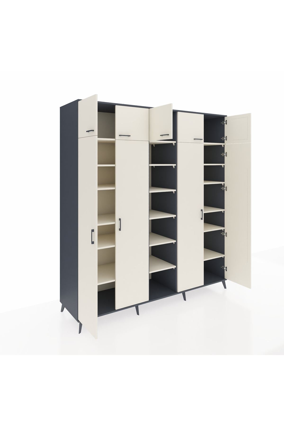 Kronos Dolap 18 Raflı 9 Kapaklı 220x59x243 Antrasit-Aytaşı/Aytaşı