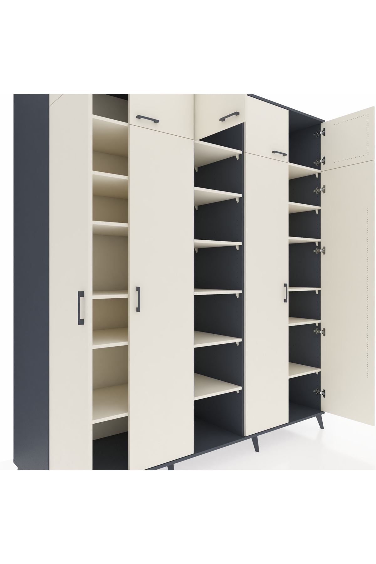 Kronos Dolap 18 Raflı 9 Kapaklı 220x59x243 Antrasit-Aytaşı/Aytaşı