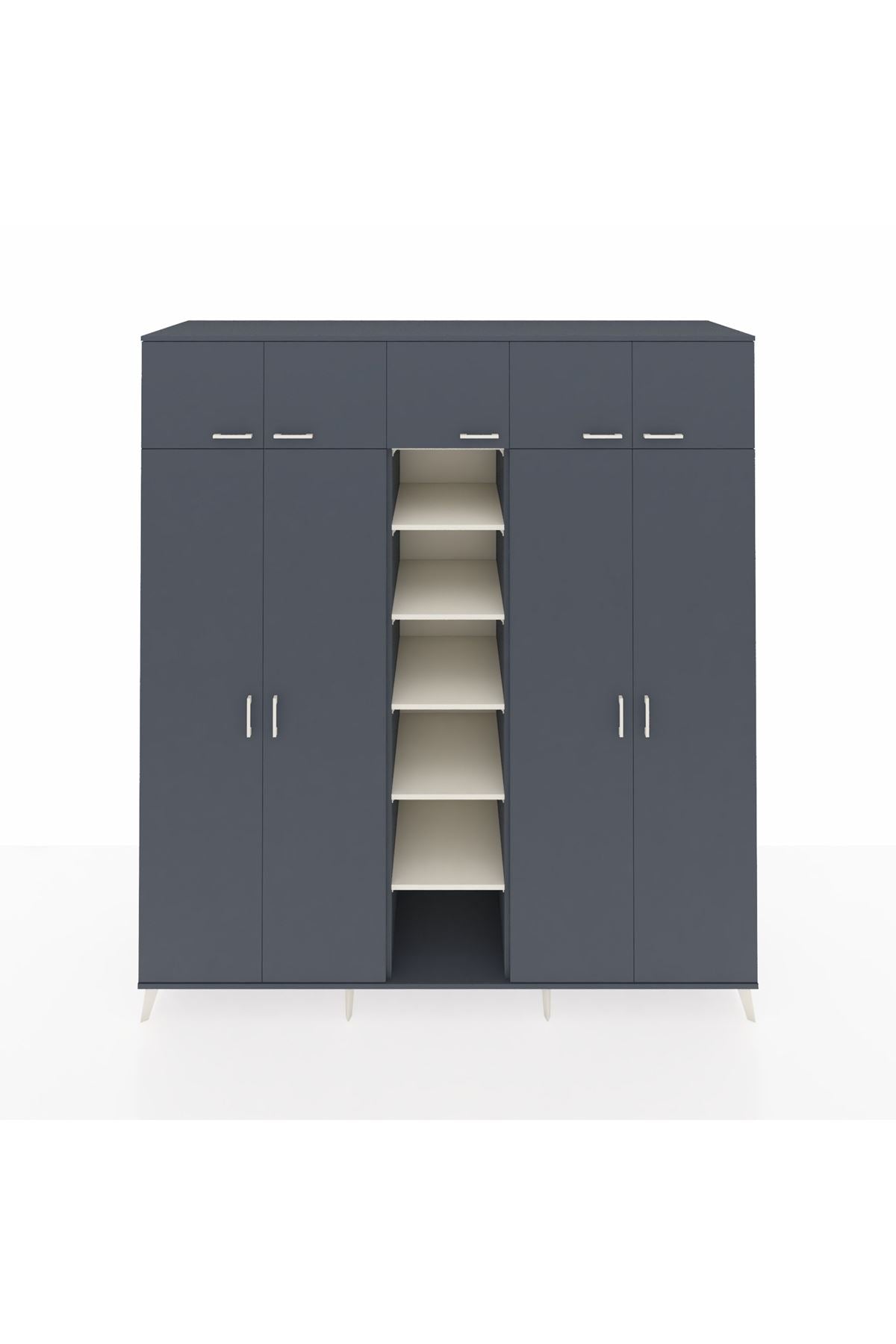 Kronos Dolap 18 Raflı 9 Kapaklı 220x59x243 Antrasit-Antrasit/Aytaşı